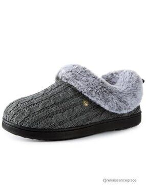 Cable Knit Slippers Memory Foam Non-Slip House Shoes